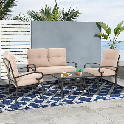 SUNCROWN 4Pcs Outdoor Furniture Patio Sets Loveseat 