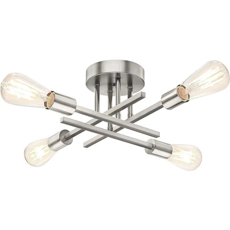 Retro Industrial Chandelier Wrought Iron LED Ceiling Lamp 