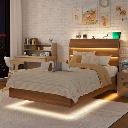 Feonase Floating Bed Frame King with Led Lights 