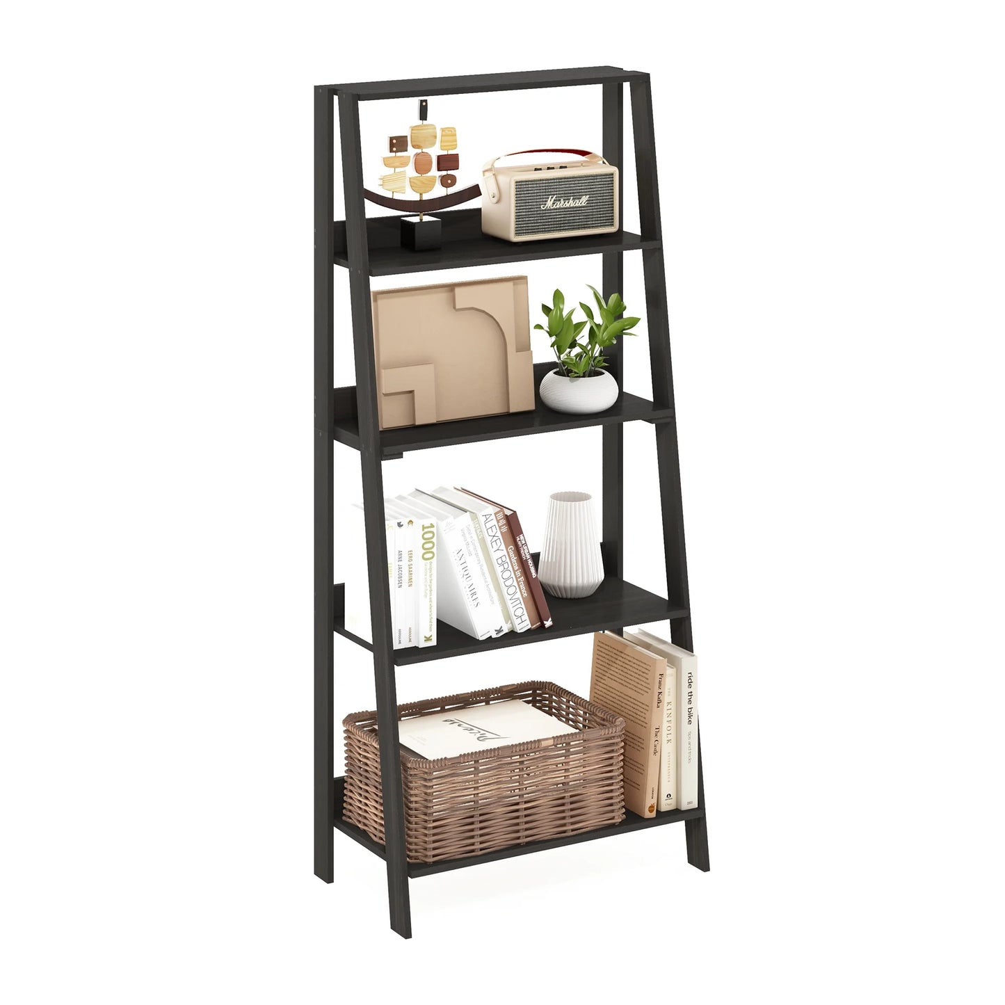 5-Tier Ladder Bookcase Display Shelf, Espresso