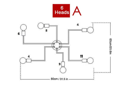 Vintage Pendant Lights Lamps Multiple Rod Wrought Iron Ceiling Lamp E27 Bulb Living Room Lamparas for Home Lighting Fixtures