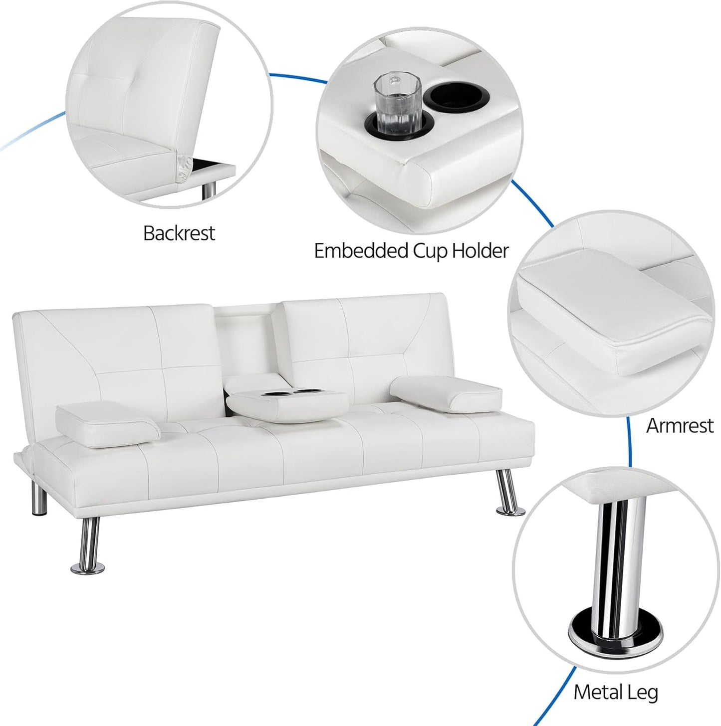 Modern Sofa Bed Faux Leather Sofa