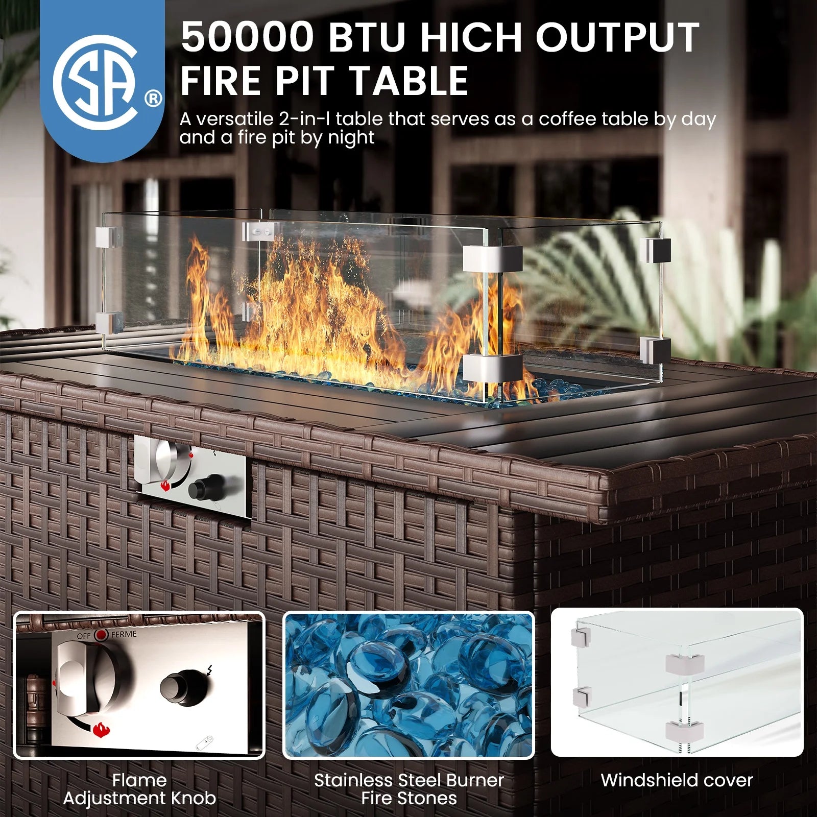 Furniturewicker Sectional Furniture 7 Piece Set (Navy Blue)