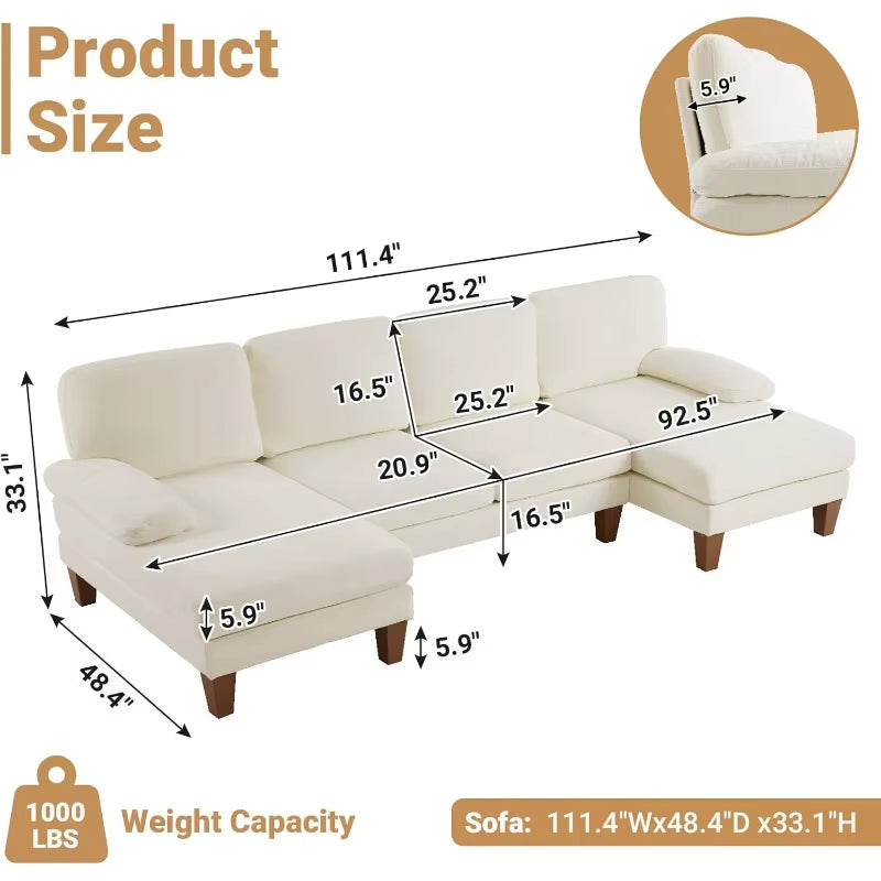 U Shaped Couch with Double Chaise