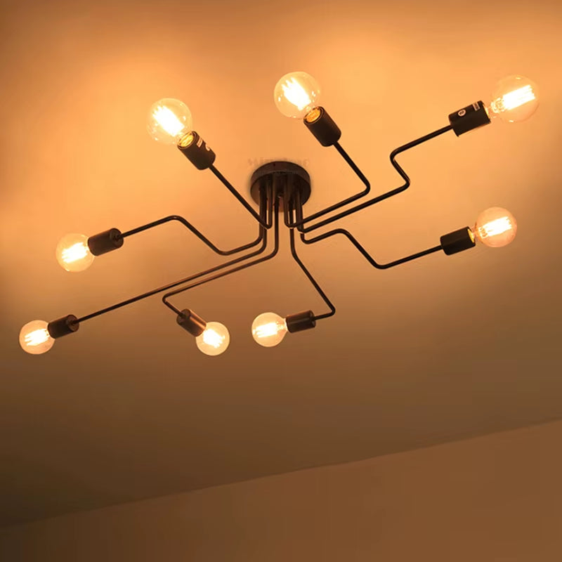 Vintage Pendant Lights Lamps Multiple Rod Wrought Iron Ceiling Lamp E27 Bulb Living Room Lamparas for Home Lighting Fixtures