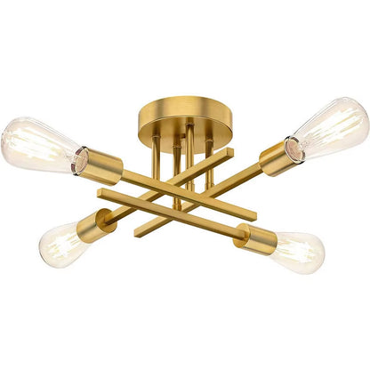 Retro Industrial Chandelier Wrought Iron LED Ceiling Lamp 