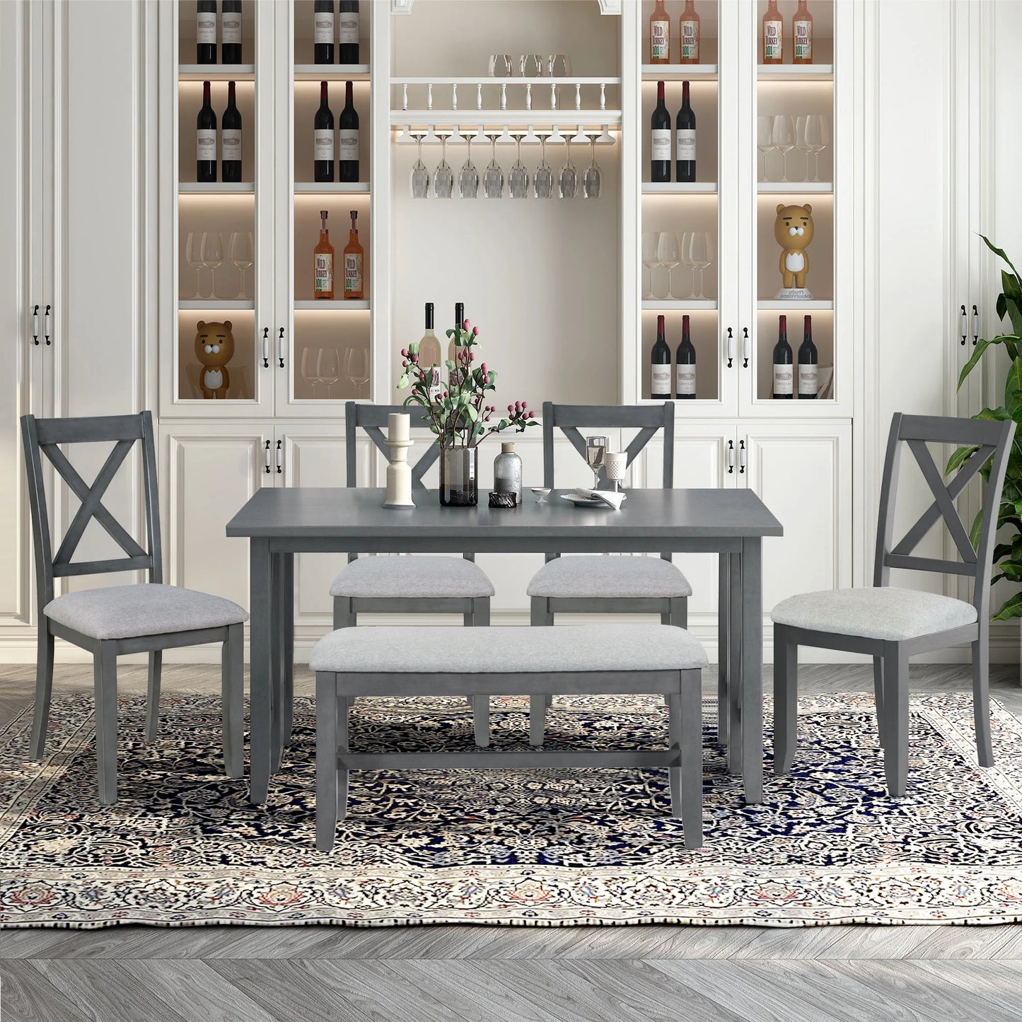 Bold Farmhouse Dining Table Set Gray