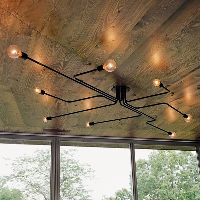 Vintage Pendant Lights Lamps Multiple Rod Wrought Iron Ceiling Lamp E27 Bulb Living Room Lamparas for Home Lighting Fixtures