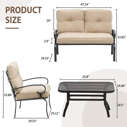 SUNCROWN 4Pcs Outdoor Furniture Patio Sets Loveseat 