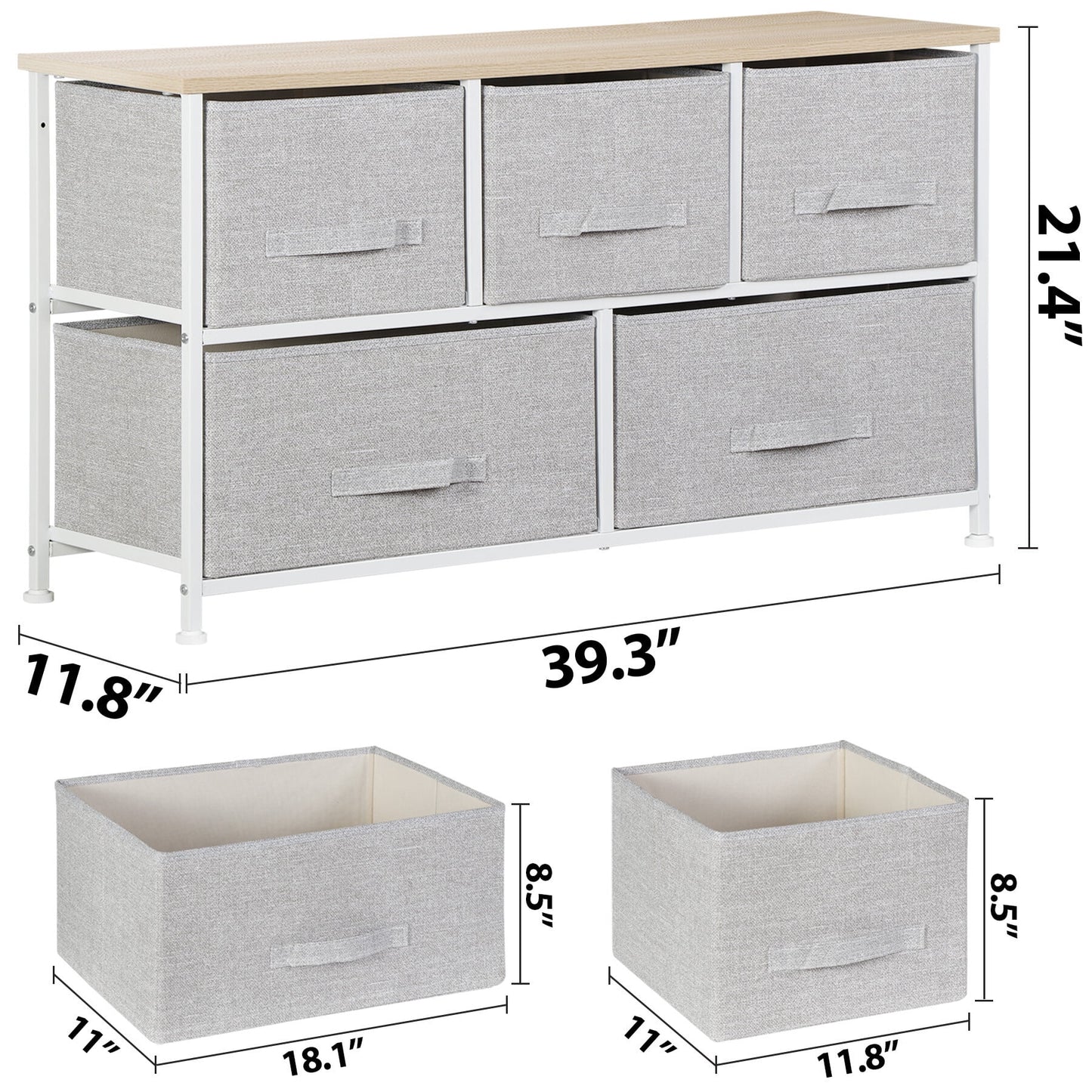 Modern 5-Drawer Storage Dresser 