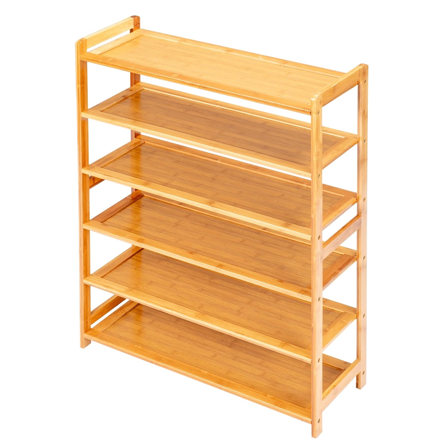 6 Tier Natural Wood Bamboo Storage Shoe Rack 