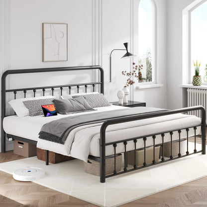 Classic Metal Platform Bed Frame, King, with USB Port & LED