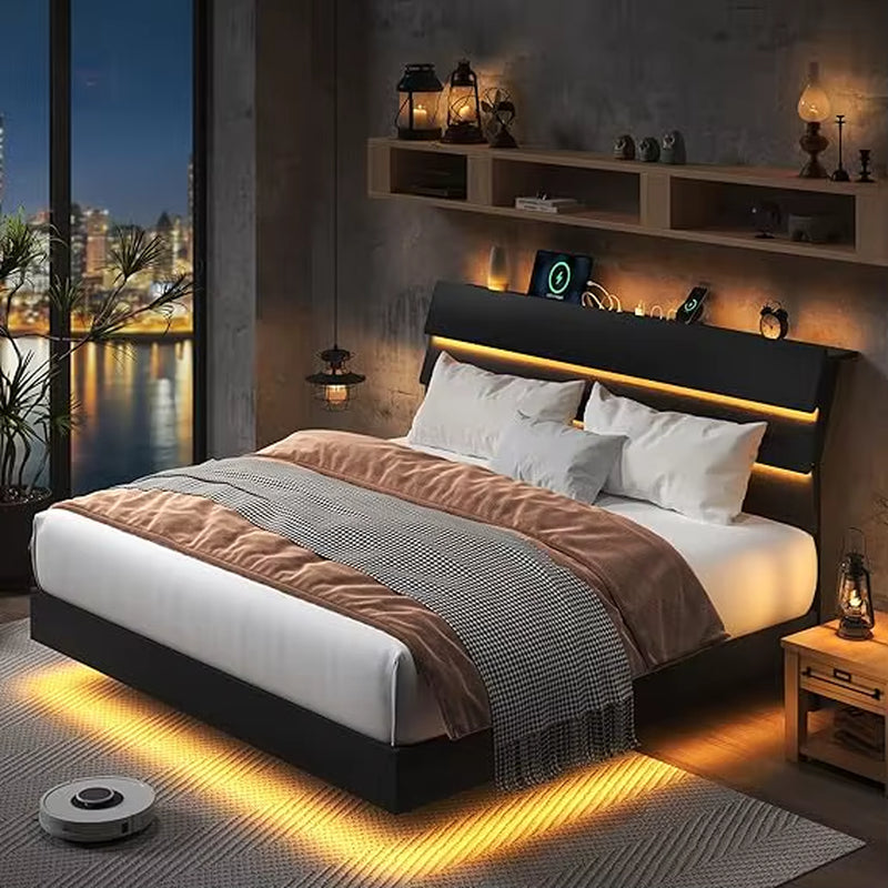 Feonase Floating Bed Frame King with Led Lights 