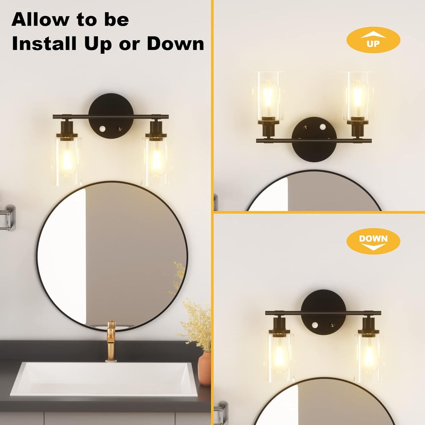 2 Light Bathroom Vanity Fixture with Motion Sensor