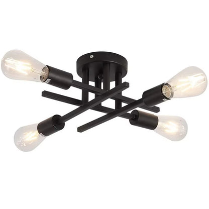 Retro Industrial Chandelier Wrought Iron LED Ceiling Lamp 