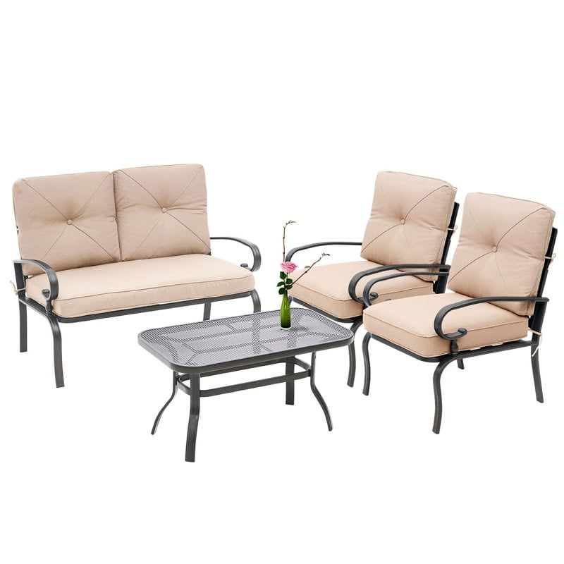 SUNCROWN 4Pcs Outdoor Furniture Patio Sets Loveseat 