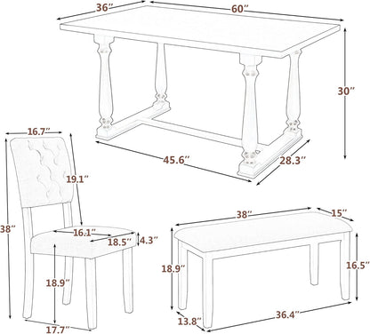 6 Piece Dining Table Set Espresso and Beige