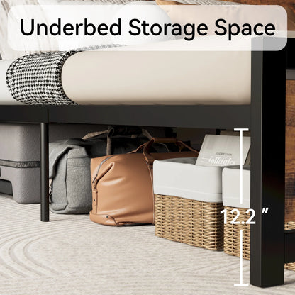 King Platform Bed Frame with Headboard and under Bed Storage, No Box Spring Needed
