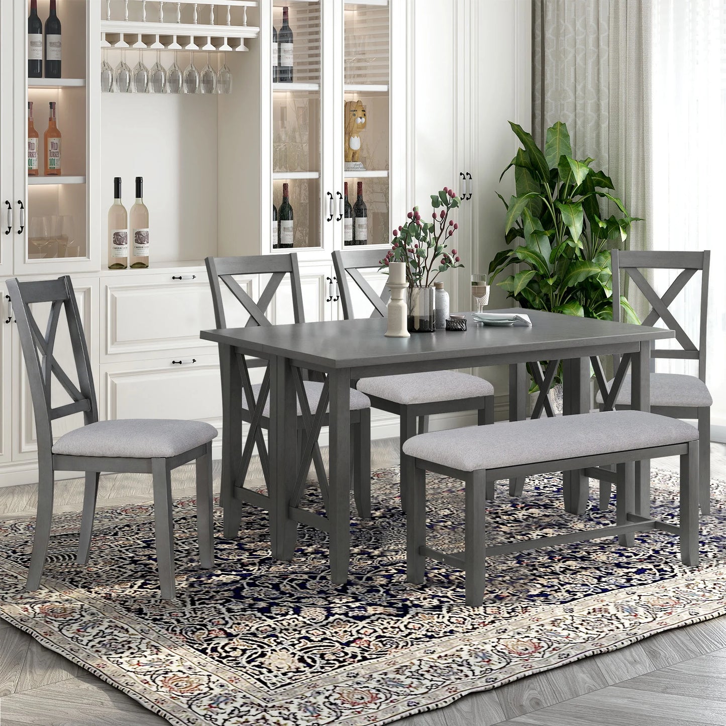 Bold Farmhouse Dining Table Set Gray