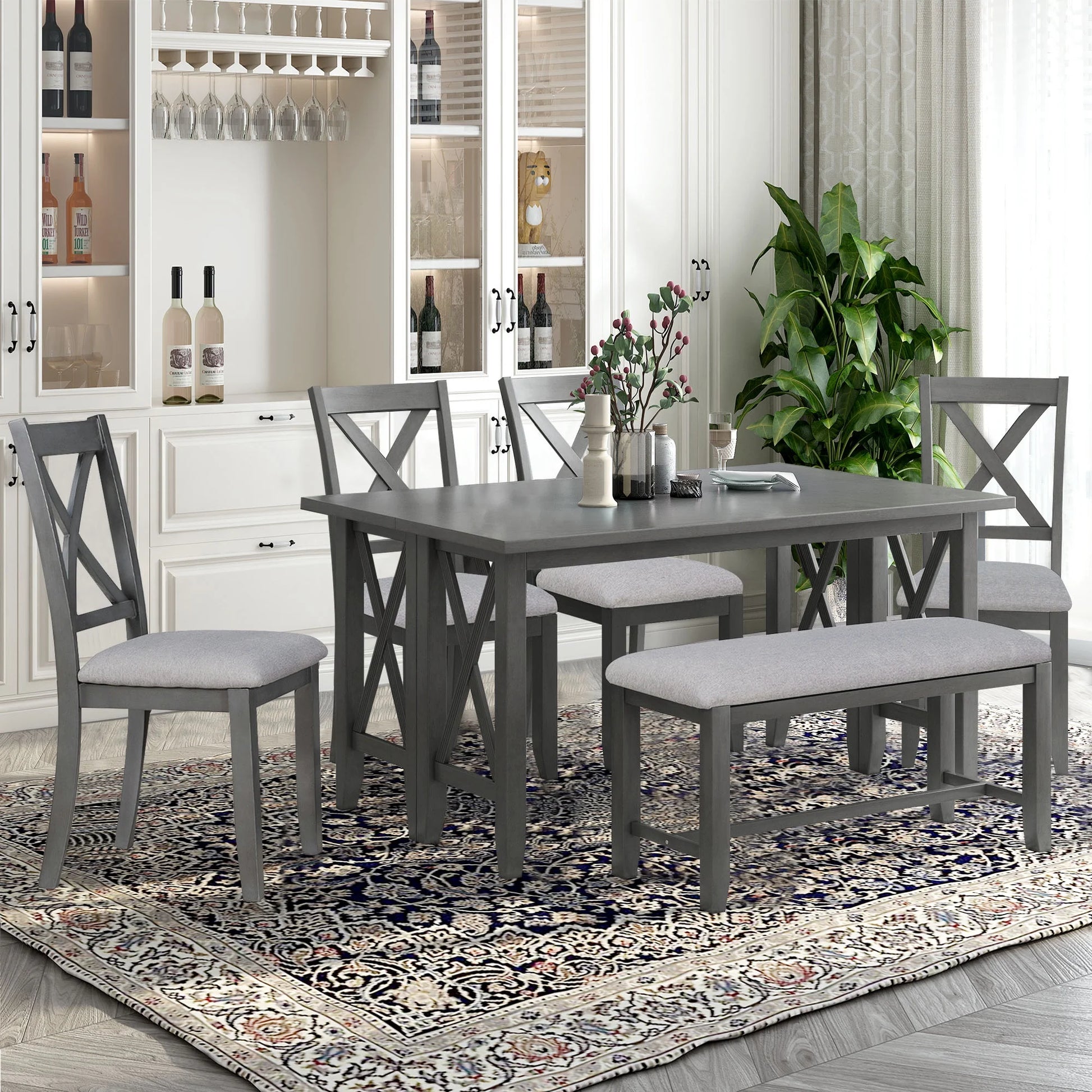 Bold Farmhouse Dining Table Set Gray
