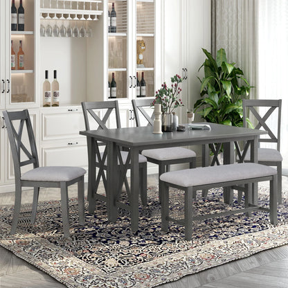 Bold Farmhouse Dining Table Set Gray