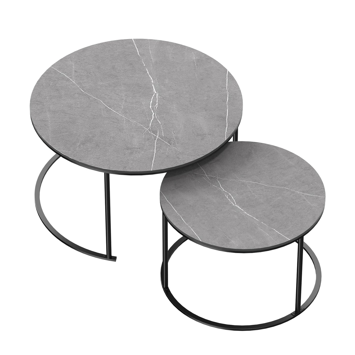Modern Grey Marble Top Coffee Table Set 