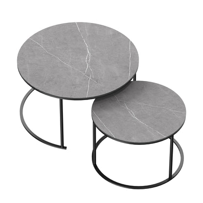 Modern Grey Marble Top Coffee Table Set 