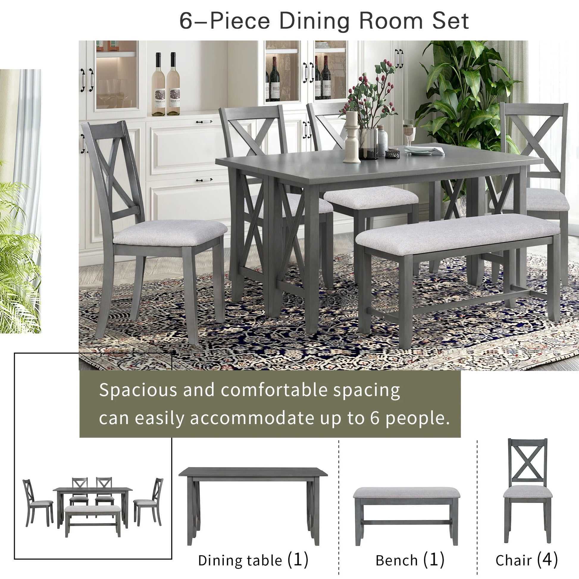 Bold Farmhouse Dining Table Set Gray