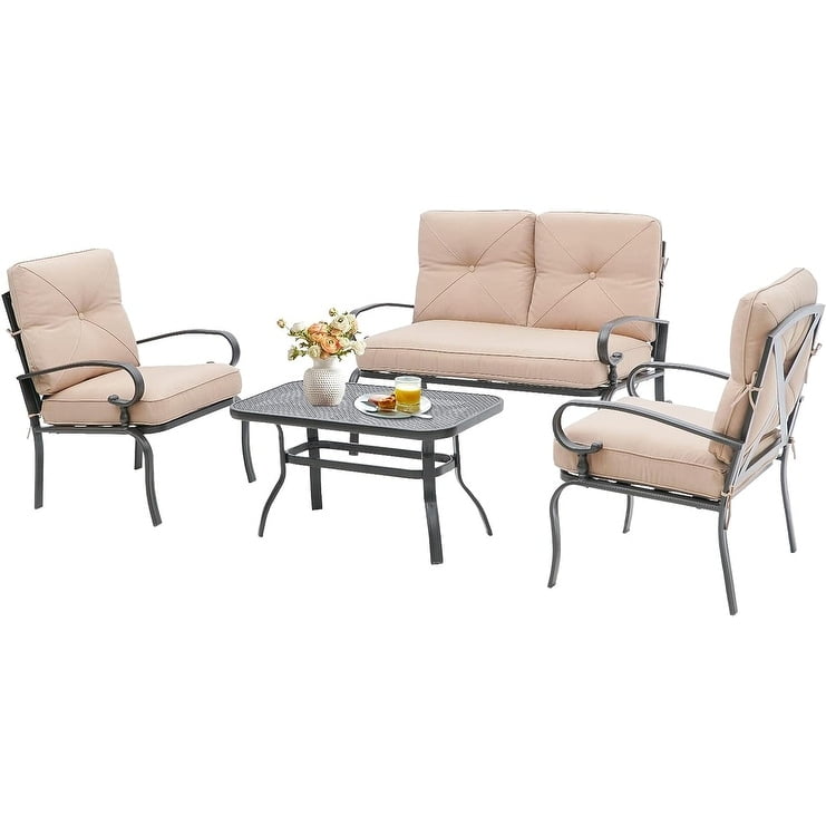 SUNCROWN 4Pcs Outdoor Furniture Patio Sets Loveseat 