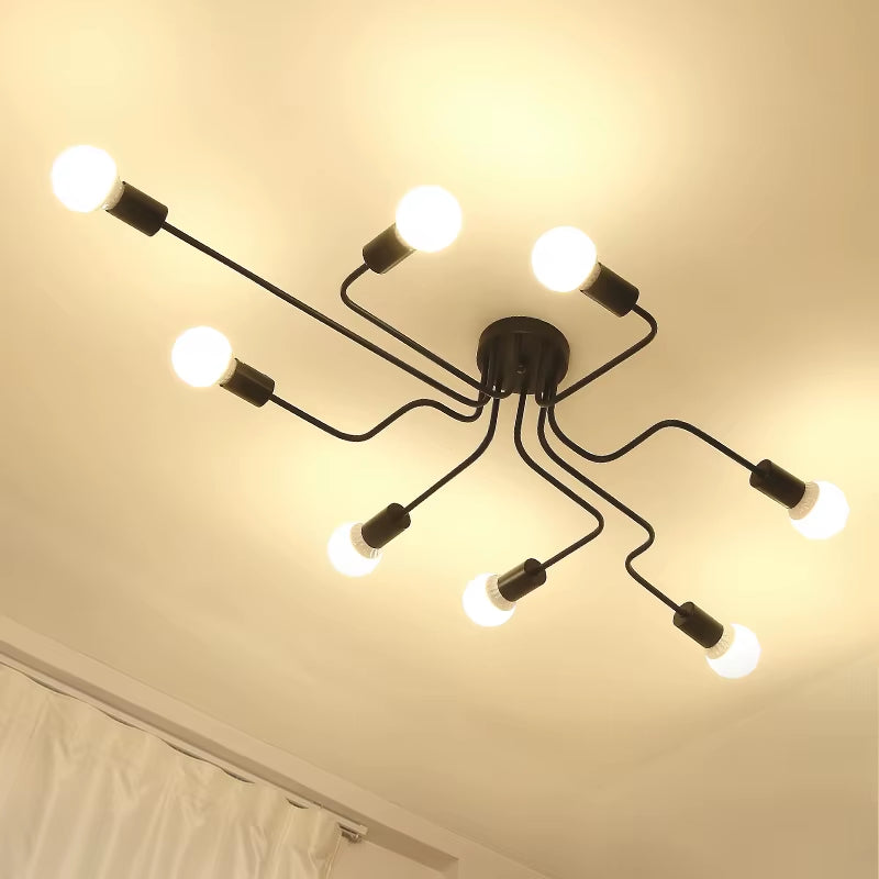 Vintage Pendant Lights Lamps Multiple Rod Wrought Iron Ceiling Lamp E27 Bulb Living Room Lamparas for Home Lighting Fixtures