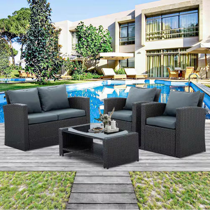 Seasonal PE Wicker Furniture 4 Piece set 