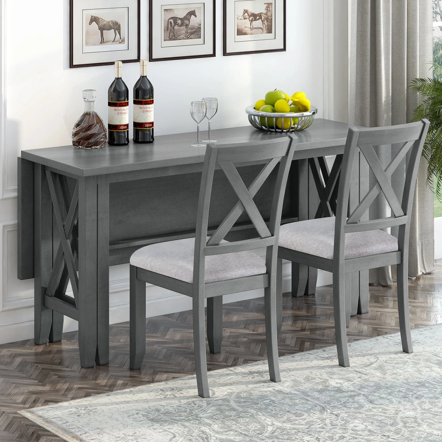 Bold Farmhouse Dining Table Set Gray
