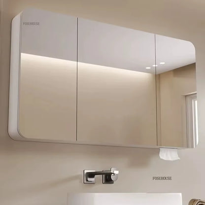 Minimalist Modern Arc-Shaped Smart Bathroom Mirror Cabinets Home Furniture Wall-Mounted Bathroom Mirror Cabinet with Lighting B