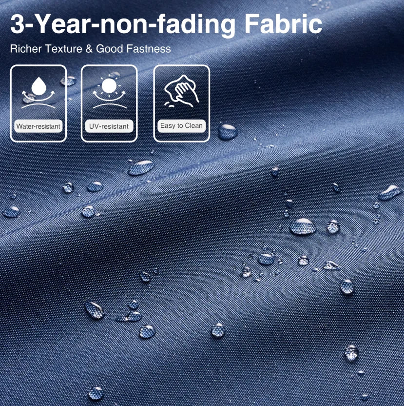 7 Pieces Wicker Conversation Set Outdoor Sectional Sofa with Coffee Table Dark Blue