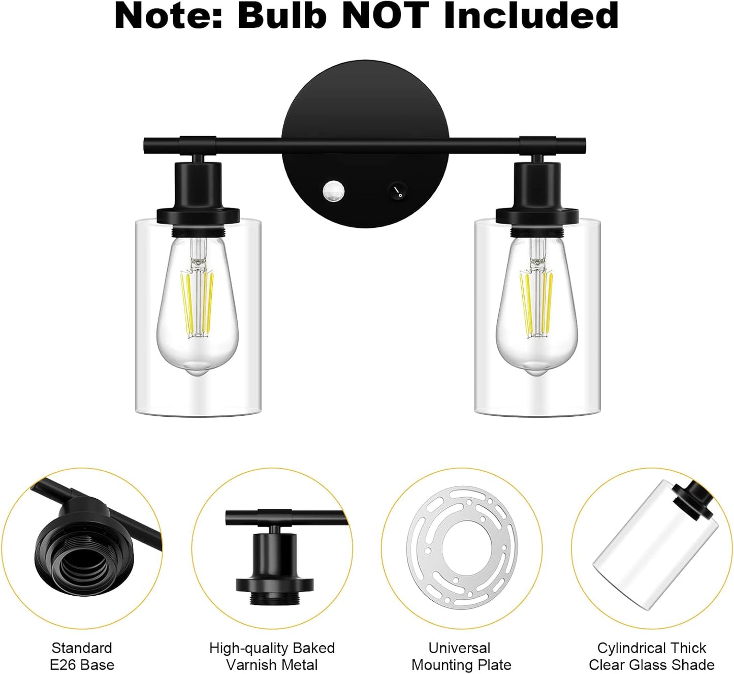 2 Light Bathroom Vanity Fixture with Motion Sensor