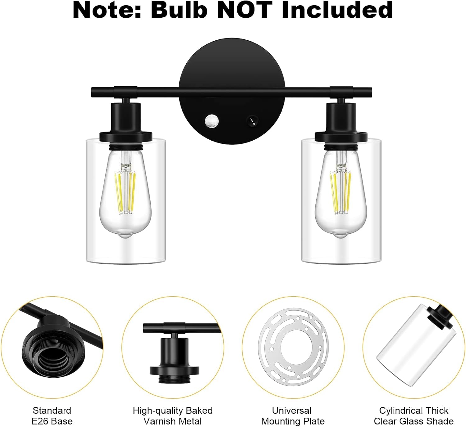 2 Light Bathroom Vanity Fixture with Motion Sensor