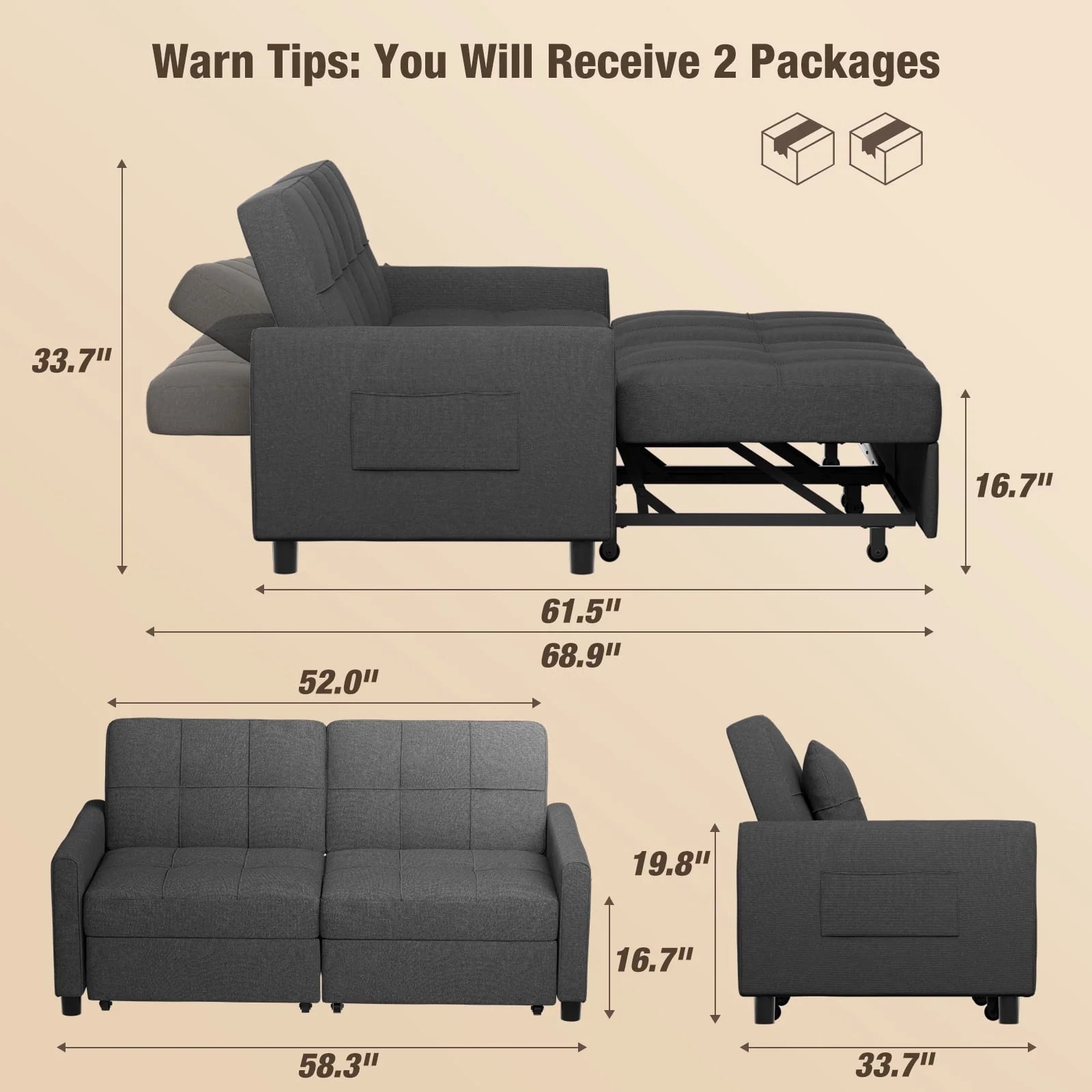 Convertible Sleeper Sofa Couch