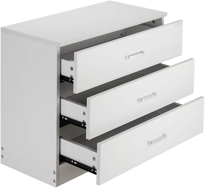 Wood Simple 3-Drawer Dresser,Dresser Organizer Wood Chest Cabinet for Bedroom, Living Room, Bathroom,Home Furniture (White)