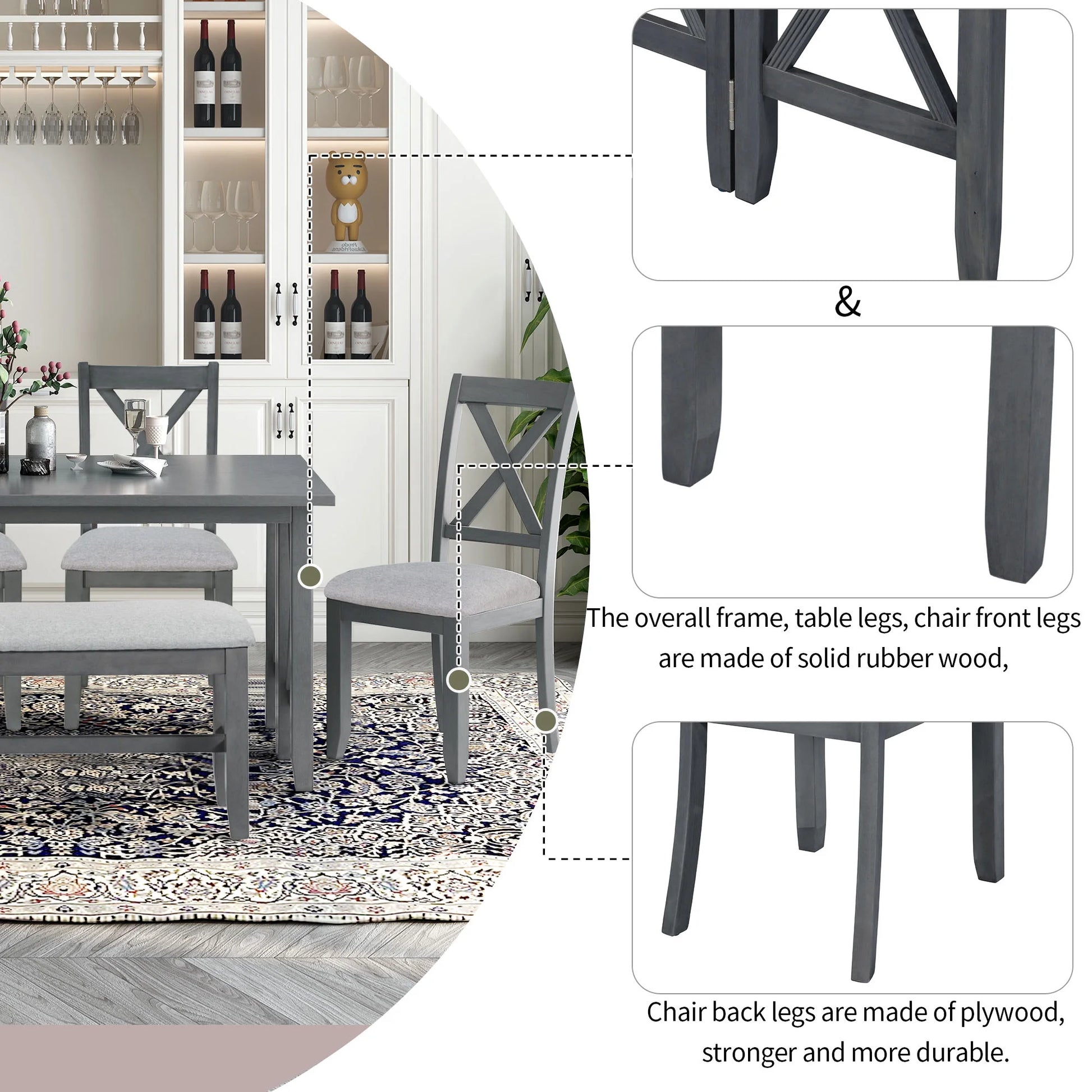 Bold Farmhouse Dining Table Set Gray