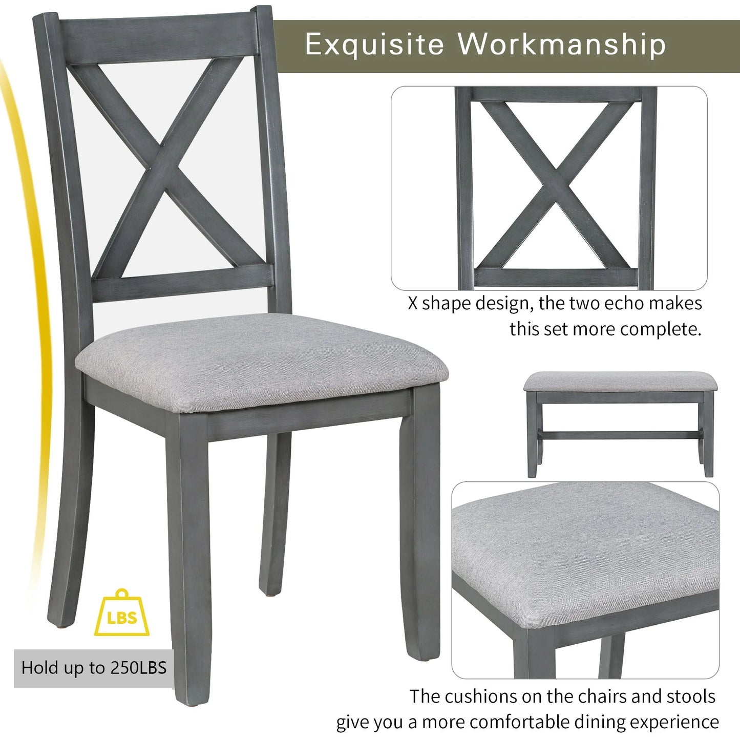 Bold Farmhouse Dining Table Set Gray