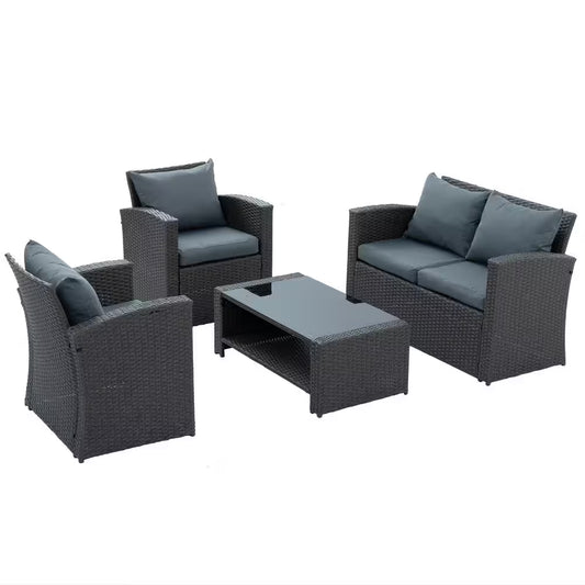 Seasonal PE Wicker Furniture 4 Piece set 