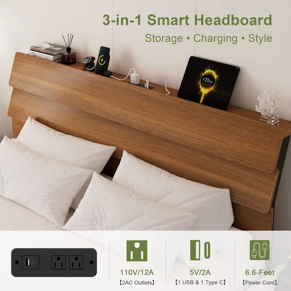 Feonase Floating Bed Frame King with Led Lights 