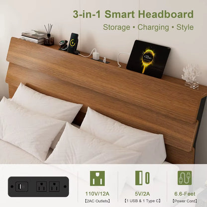 Feonase Floating Bed Frame King with Led Lights 