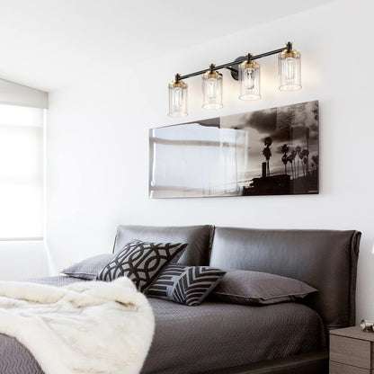 Cylindrical Bathroom Lighting Fixtures Black and Gold 